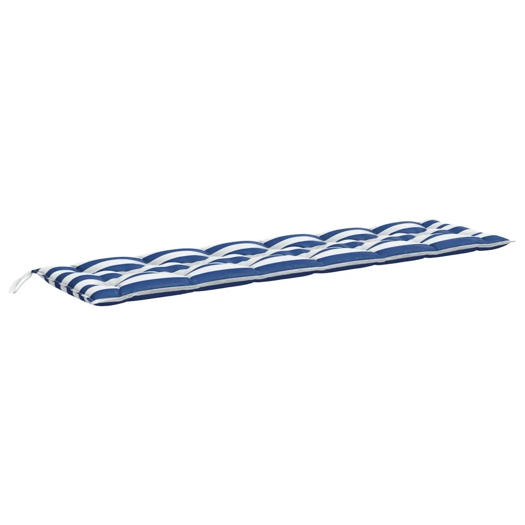 Cuscino Panca Giardino-Cuscini per panchina da esterno Righe Bianche e Blu 200x50x7 cm Tessuto