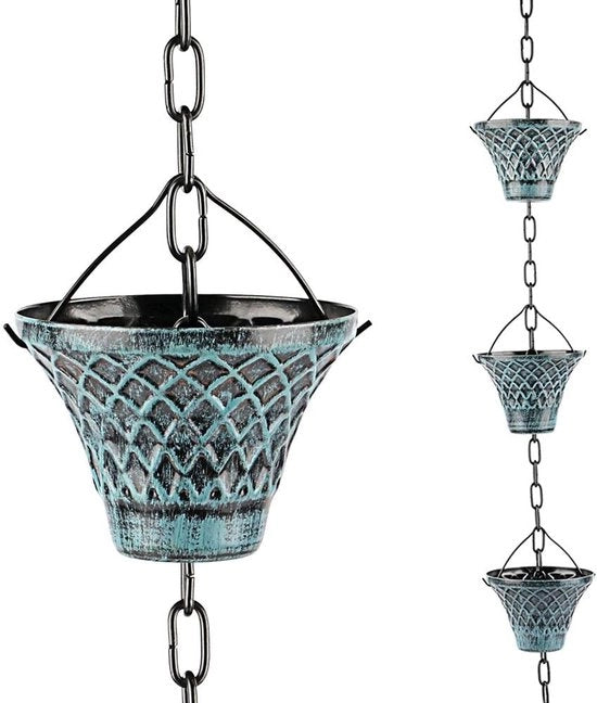 Kit di raccolta dell'acqua per giardino decorativo - 8,5 piedi lungo tubo e vaso di raccolta dell'acqua