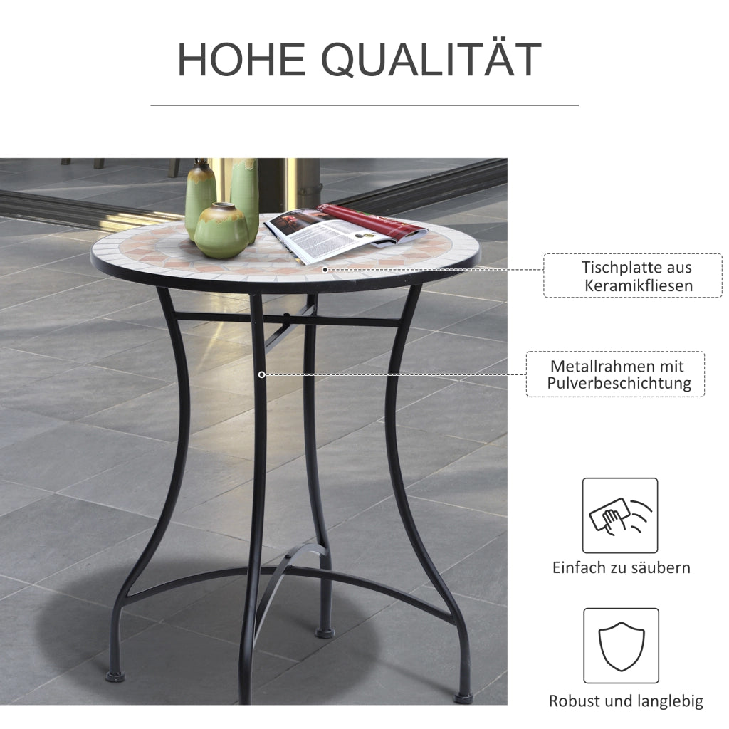 Tavolo da giardino rotondo ¨C zephmum ¨C arancione e bianco, ?60xH71 cm