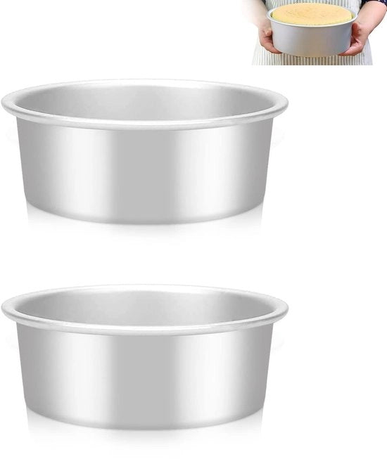 Set di due forme a cialda in acciaio inox da 5,5 pollici - Ronde forme a cialda - Verifica antiaderente - Base rimovibile - Resistente al forno - Forme a cialda per torta