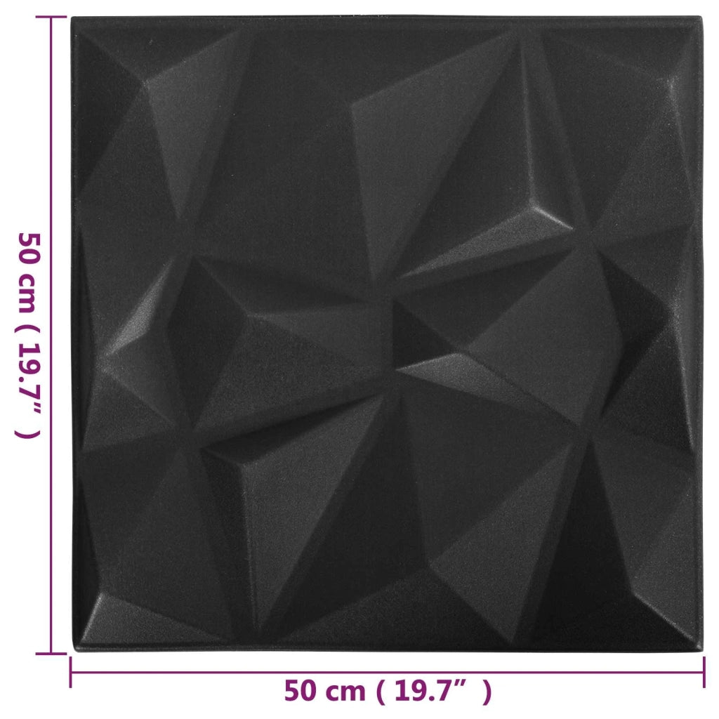 Pannelli da parete 48 pcs Nero Diamante 50 x 50 cm Schiuma XPS 42046026
