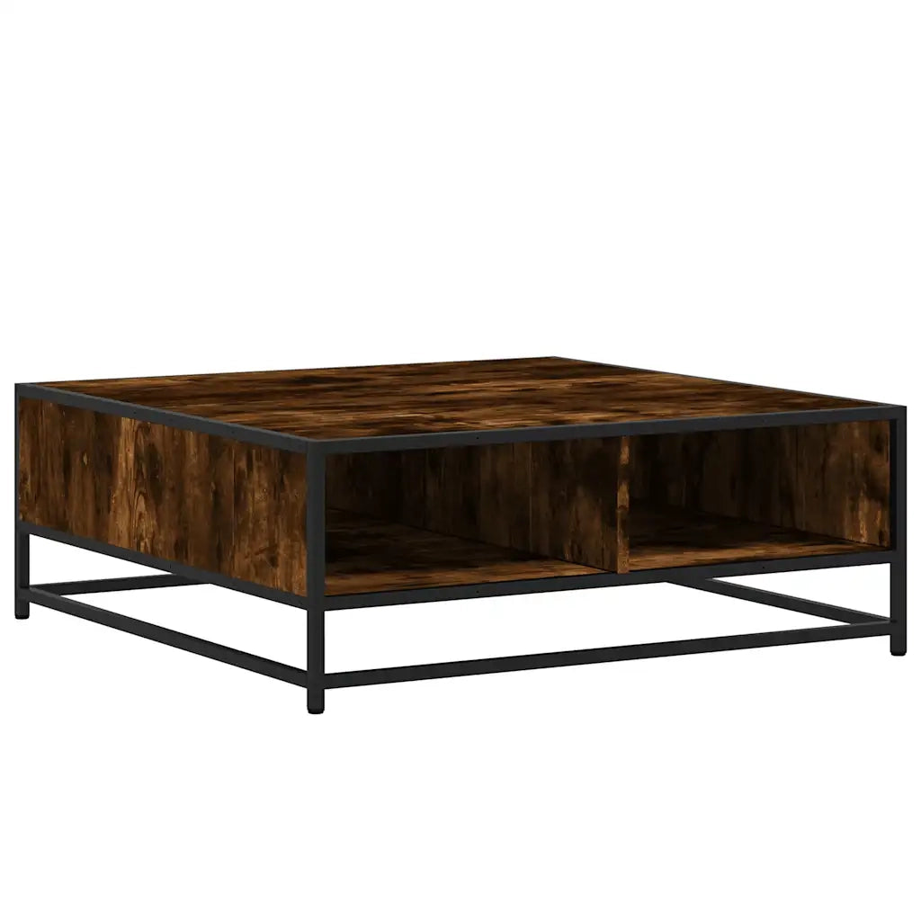 Tavolino-Tavolino da soggiorno-Tavolo Rovere Fumo 80x80x30 cm in Truciolato e Metallo