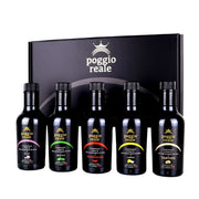 Poggio reale cofanetto olio extravergine oliva aromatizzato 5 bottiglie ml 0,25