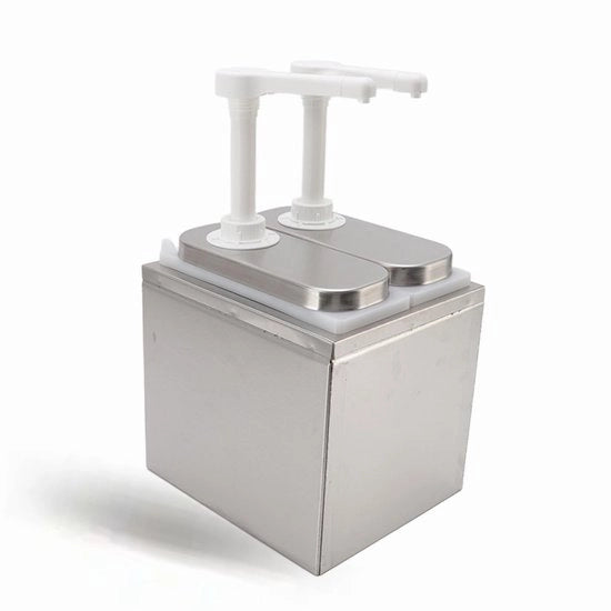 Dispensatore di alta qualità in acciaio inossidabile - Stazione di pompaggio - Dispensatore per uso domestico - Contenitore rimovibile - Sostenibile - Per ketchup/honing - Pompa per salse