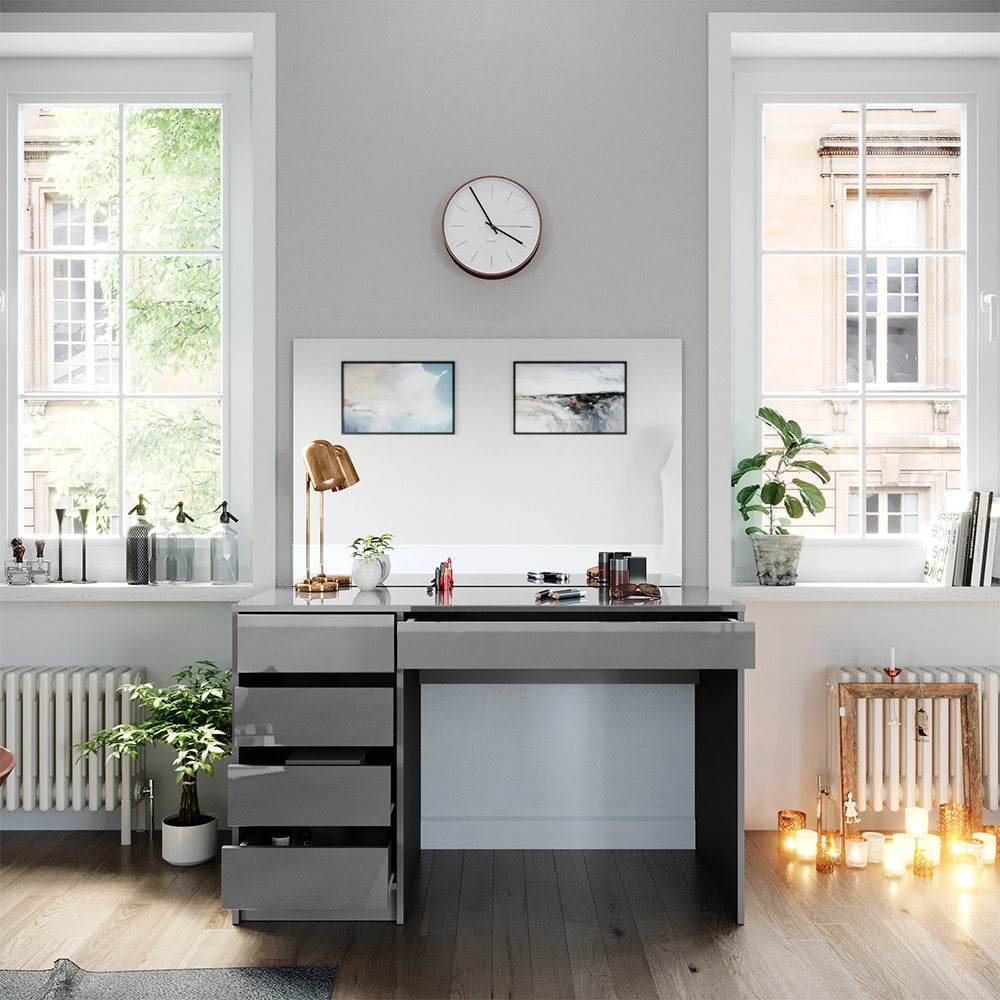 Comodino Vicco grigio, con specchio, 55 cm