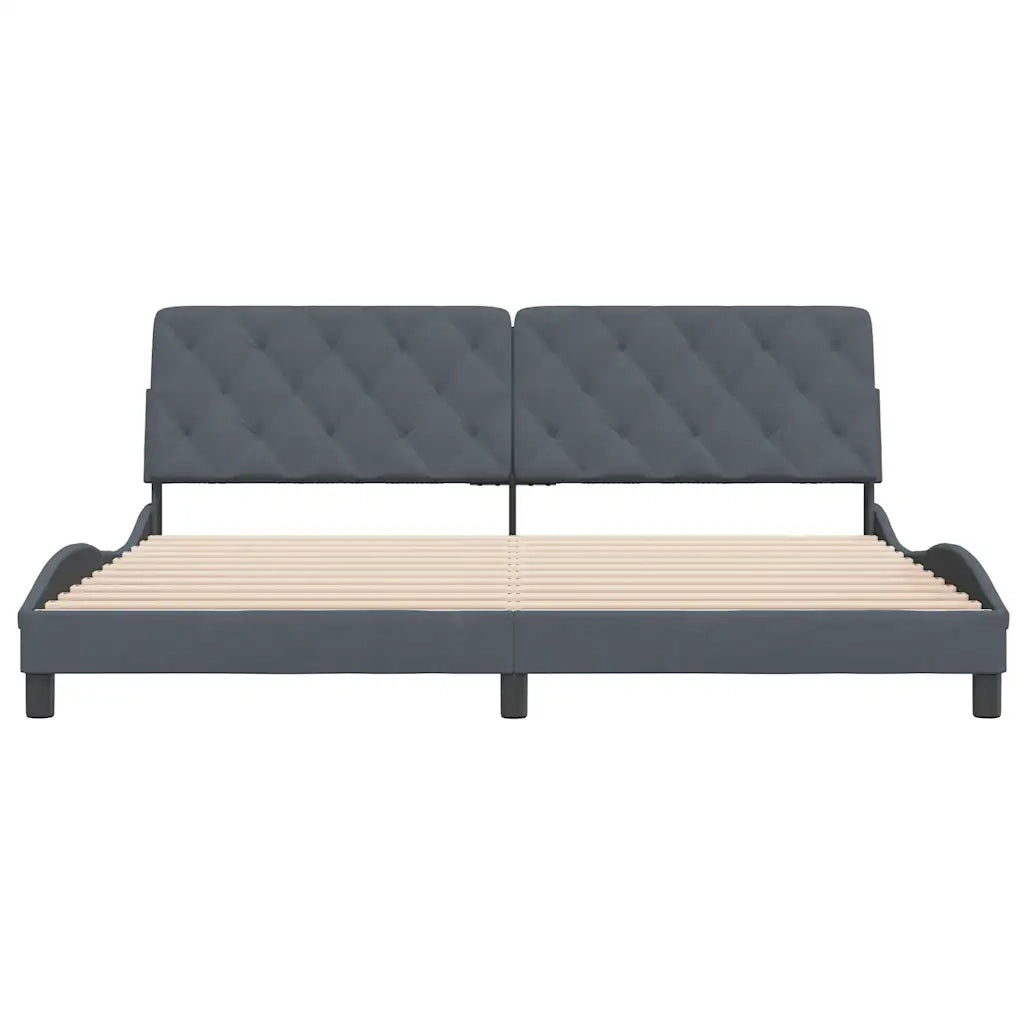 Letto matrimoniale | Letto per adulti | Giroletto senza Materasso Grigio Scuro 200x200 cm Velluto