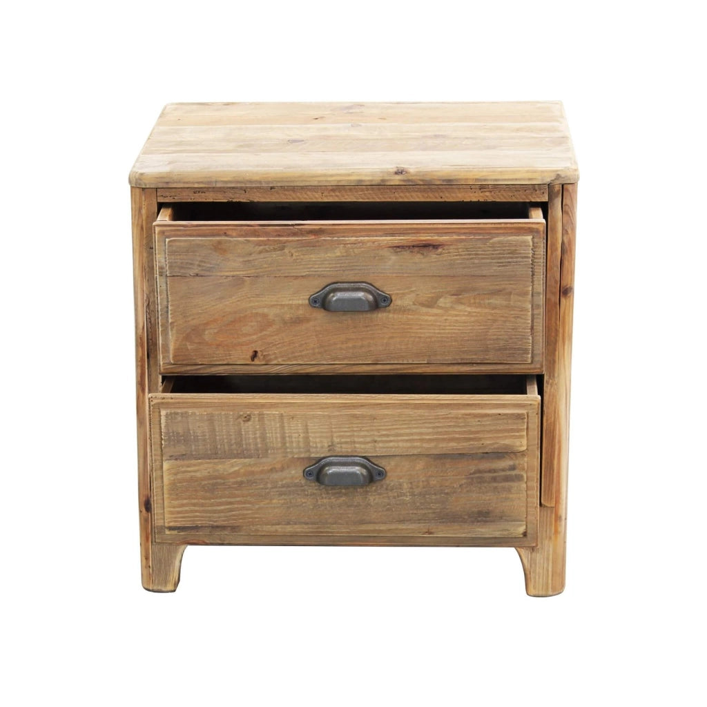 Comodino con 2 cassetti in Pino riciclato cm 55x45x55 - PINE