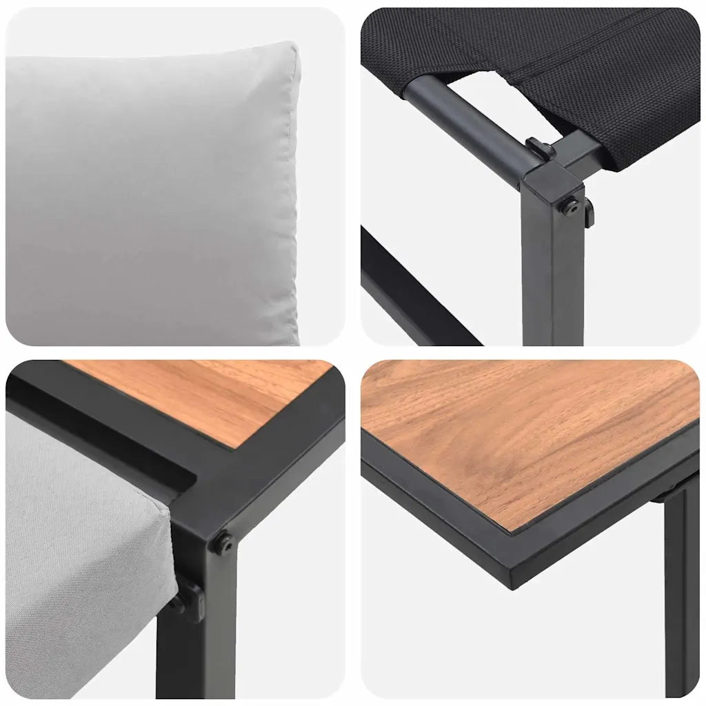 Set da Pranzo per Giardino 3 pcs Grigio chiaro Acciaio 3335889