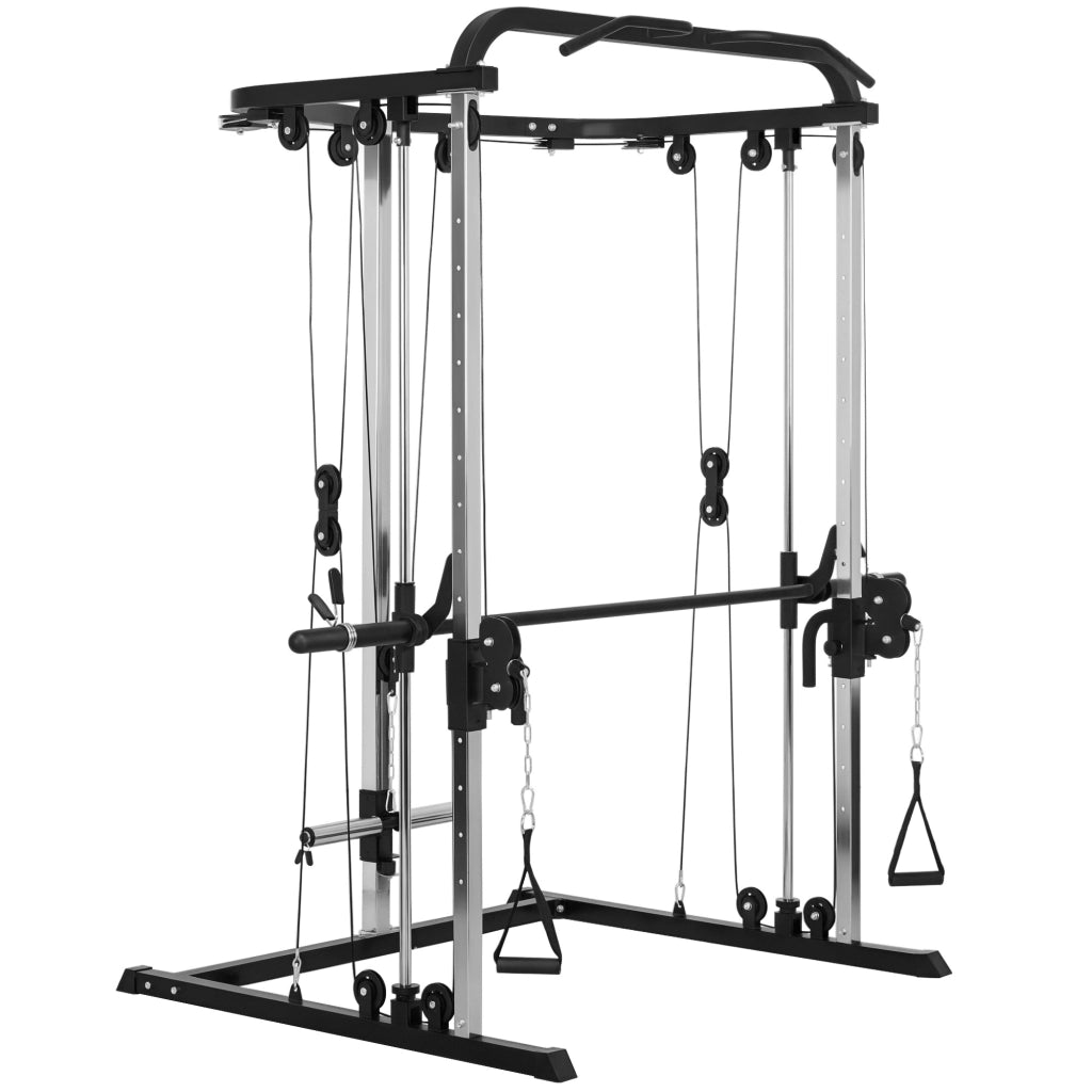 Stazione di Trazione a Cavi con Squat Rack ¨C Minimal ¨C 210x132x225 cm Nero