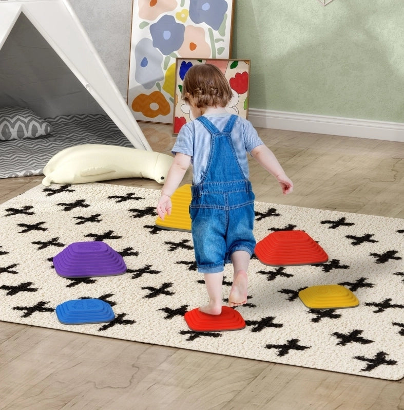 Set ULEVR di 6 pietre di equilibrio impilabili antiscivolo multicolore per bambini 3-8 anni, portata 80 kg
