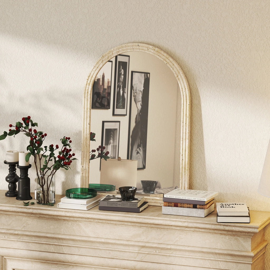 Specchio da Parete con Ganci ¨C Minimal ¨C Beige 50x2x70 cm