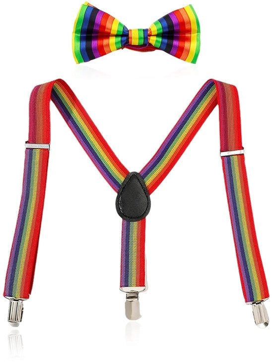 Bretels per Uomo - Adattabili - Con Cerniera - Colori Vari - Set a Due Pezzi - Compreso Cinturino a Farfalla - Accessorio di Moda
