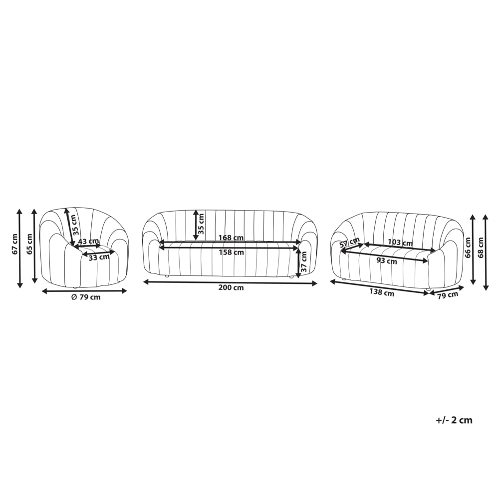 Set da salotto 6 posti in velluto con sedili imbottiti beige Soggiorno contemporaneo Design retrò Seduta imbottita