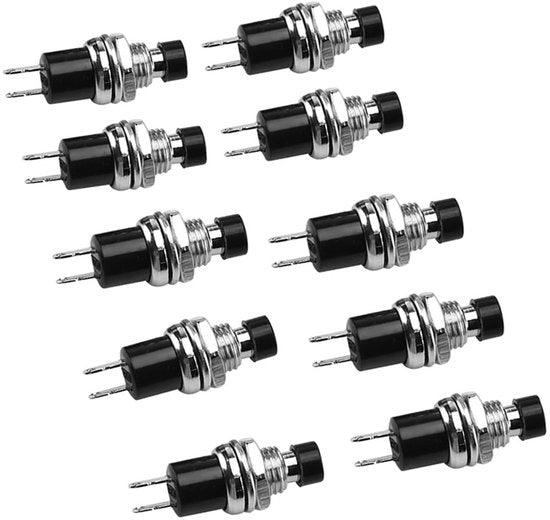 Pulsante a pulsante a mano 8 pezzi - Interruttore mini rotondo - Reset automatico - Metallo/Plastica - Campo di temperatura - Fermo colpo