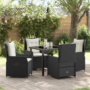 Set da Pranzo per Giardino 5 pcs Nero polyrattan