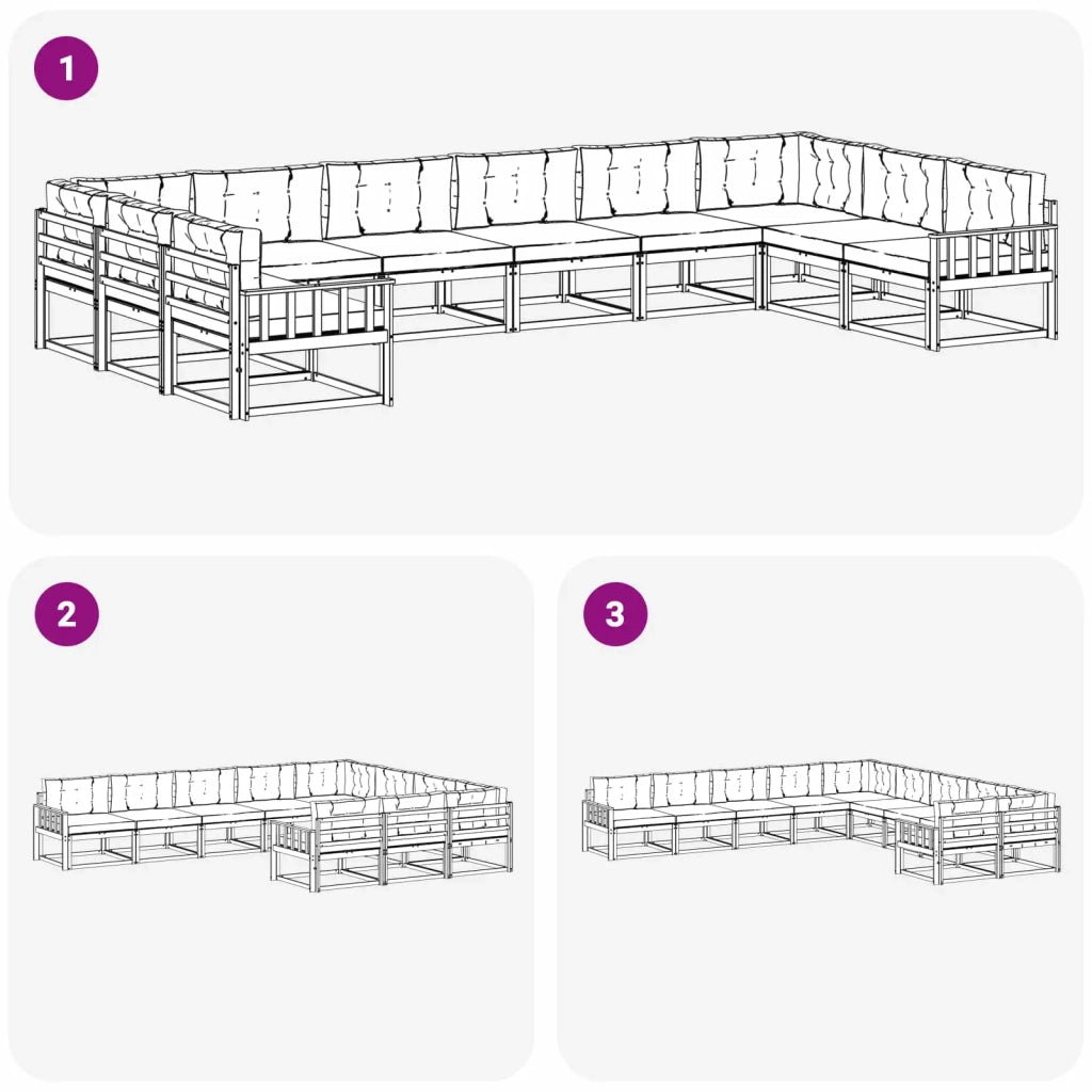 Set di divani da esterno con cuscino 10 pcs Bianco e Beige 3387102