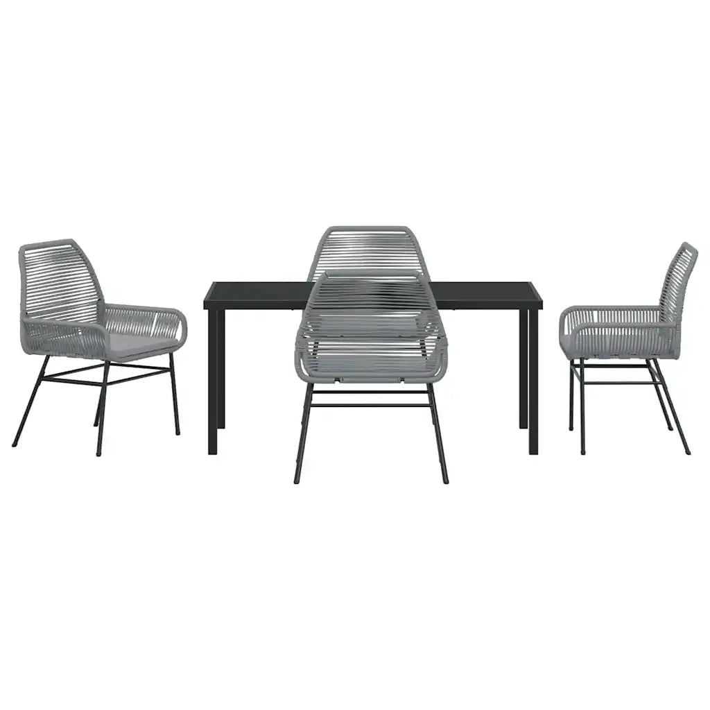 Set da Pranzo per Giardino con cuscino 5 pcs Grigio polyrattan