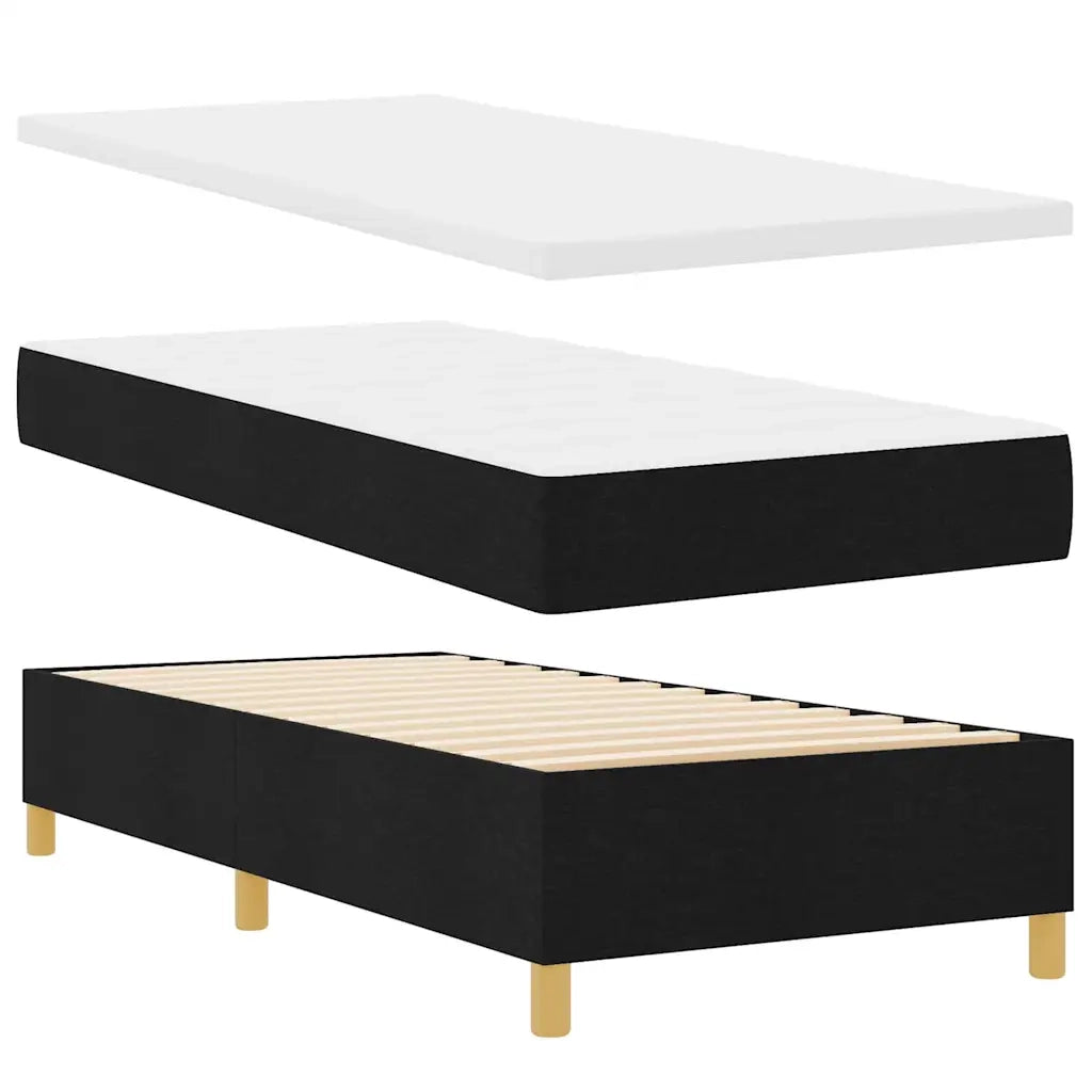 Letto a molle con materasso Nero 90 x 190 cm Tessuto