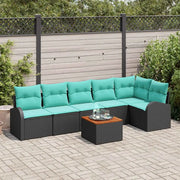 Set Divano da Giardino 7 pcs Nero e Turchese polyrattan 3356261