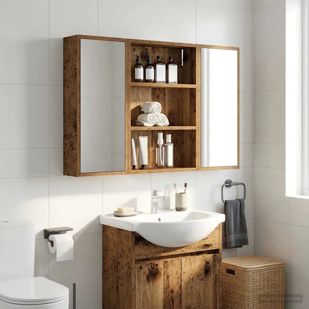Armadio da Bagno | Mobile da Bagno a muro Legno vecchio 40 x 10 x 60,5 cm