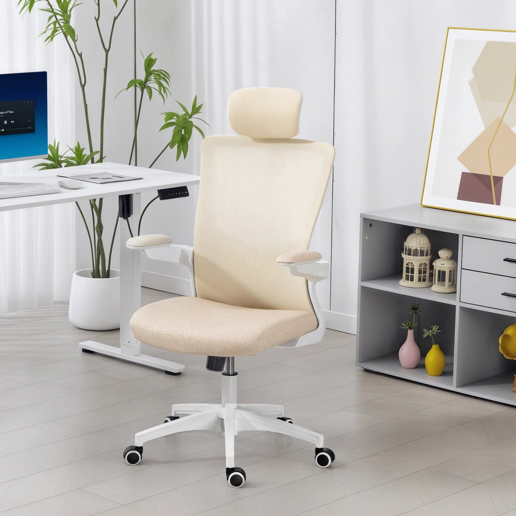Sedia da ufficio ergonomica ¨C Minimal ¨C beige, imbottita, 60x63x120 cm