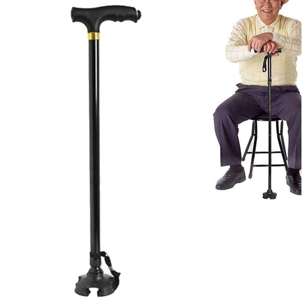 Trade Shop - Bastone Da Passeggio Per Anziani Disabili Con Piedi Gomma Altezza Regolabile -