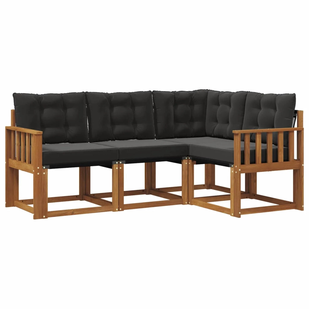 Set di divani da esterno con cuscino 4 pcs Naturale e Nero 3368615