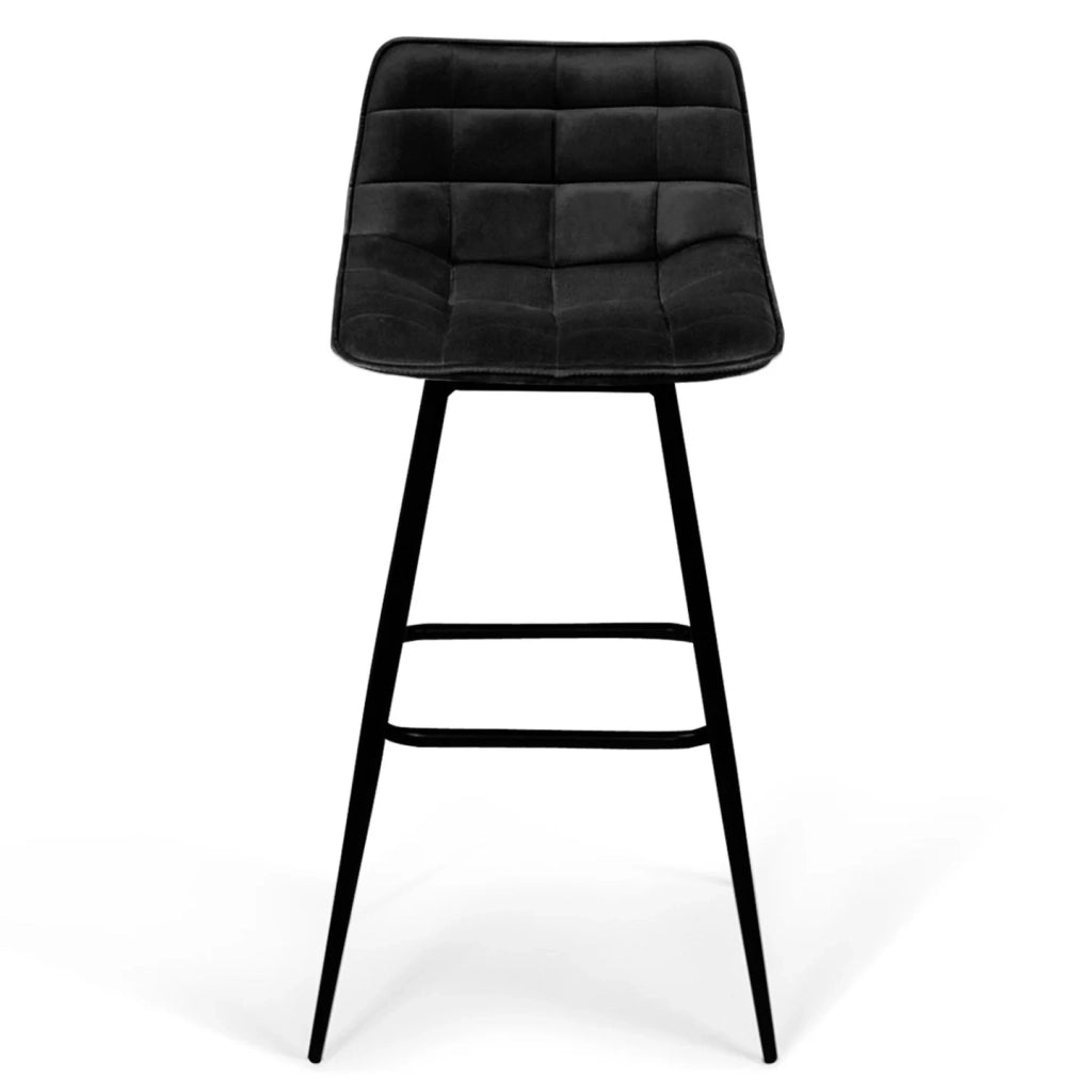 IDMarket - Set di 4 sgabelli da bar in velluto nero MADY