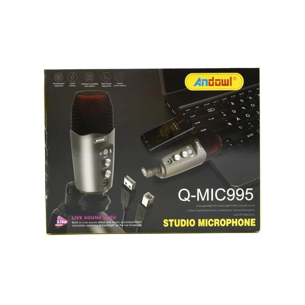 Trade Shop - Microfono Professionale A Condensatore Da Tavolo Usb Per Studio Podcast Q-mic995 -