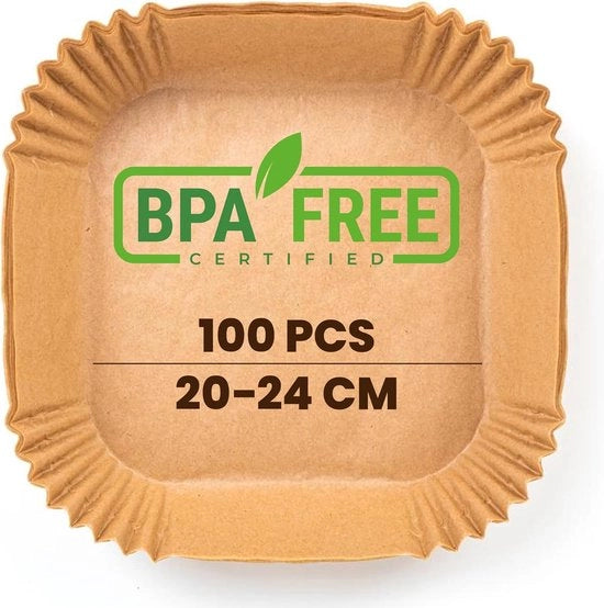 Pannelli di cottura per air fryer, 100 pezzi, BPA libero, 20-24 cm, pannelli di cottura per air fryer, antiscivolo, impermeabili, contenitori di cottura in plastica, pannelli di cottura per air fryer, rivestimento per 4,7 l - 7,3 l