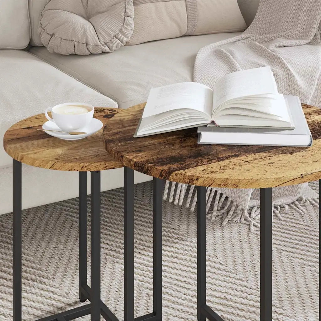 Set tavolini 2 pcs Legno Antico e Nero 869700