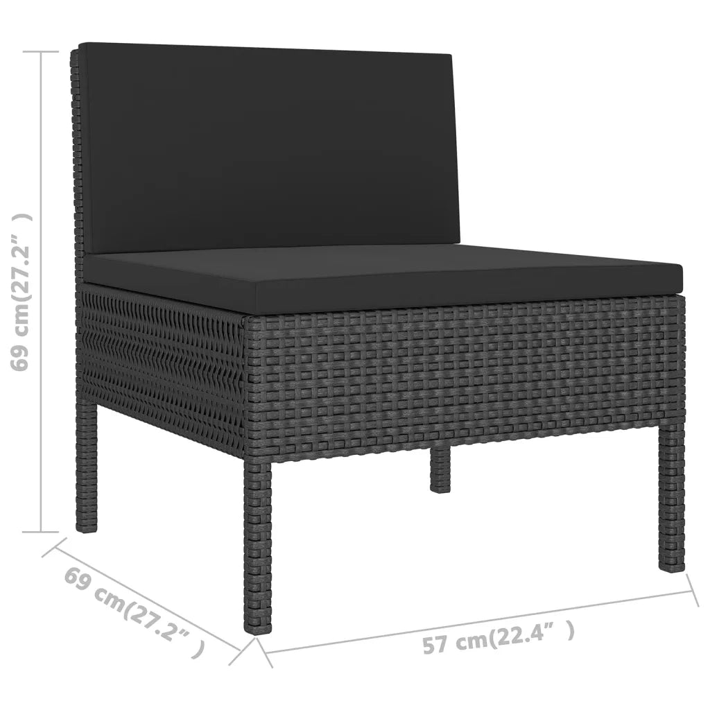 Set Divani da Giardino 9 pz con Cuscini in Polyrattan Nero 3094433