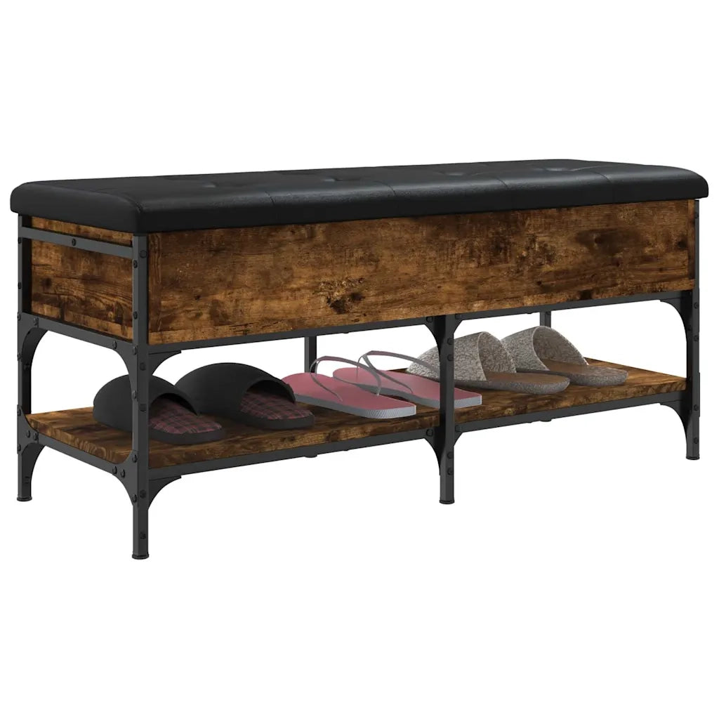 Panca Porta Scarpe-Sgabello-Panca Scarpiera Rovere Fumo 102x42x45 cm Legno Multistrato