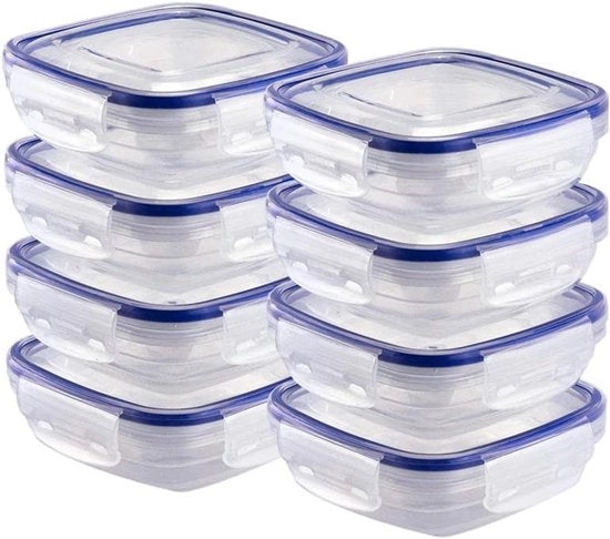 Set di 8 contenitori in plastica - stivabile e multifunzionale