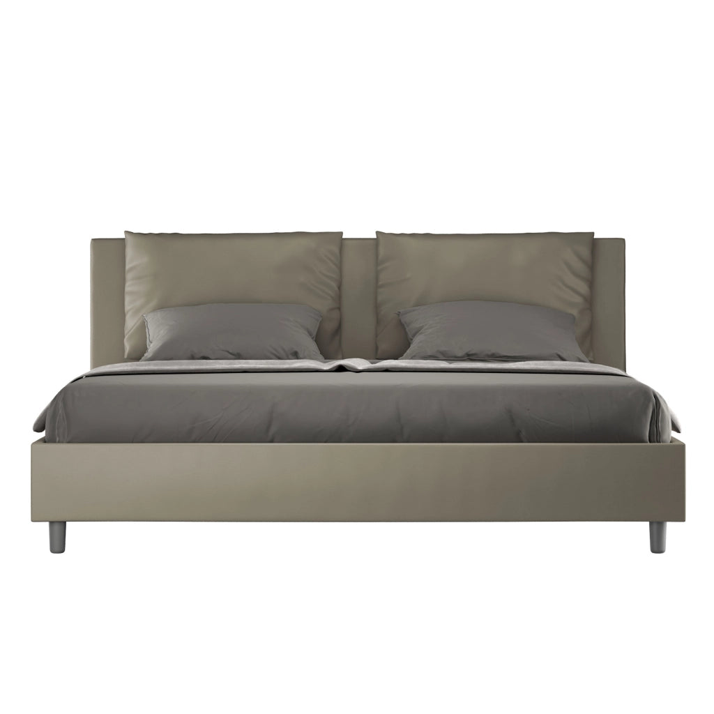 BS COM Letto con rete imbottito 180x190 similpelle cappuccino