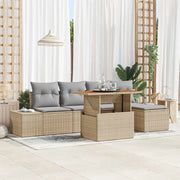 Set da Pranzo per Giardino con cuscino 6 pcs Beige e grigio 3349951