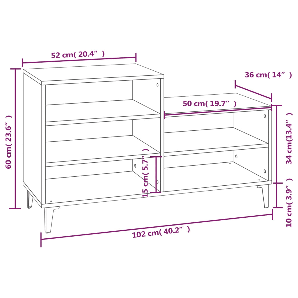 Scarpiera | Mobile per scarpe Nera 102x36x60 cm in Legno Multistrato
