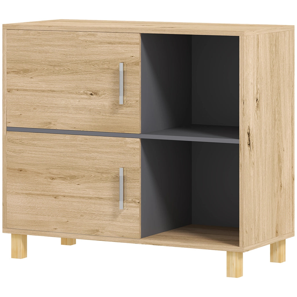 Mobile da bagno con ripiani e ante ¨C Minimal ¨C legno naturale 80x35x70