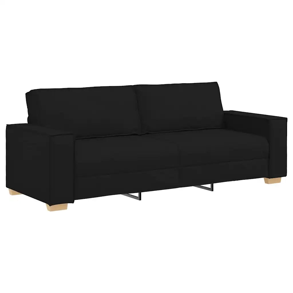 Divano 3 pcs Nero 220 x 80 x 84 cm Tessuto misto lino 3324611