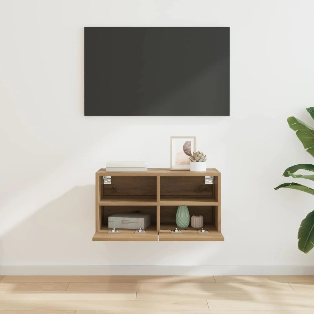 Mobile TV da Parete | Armadietto TV | Mobile Porta TV Rovere artigianale 60 x 30 x 30 cm