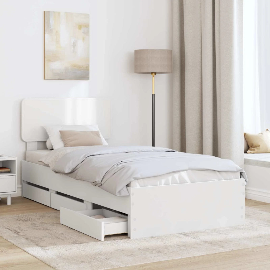 Struttura del letto-Giroletto-Rete del Letto Bianco 75 x 190 cm Legno ingegnerizzato 649703