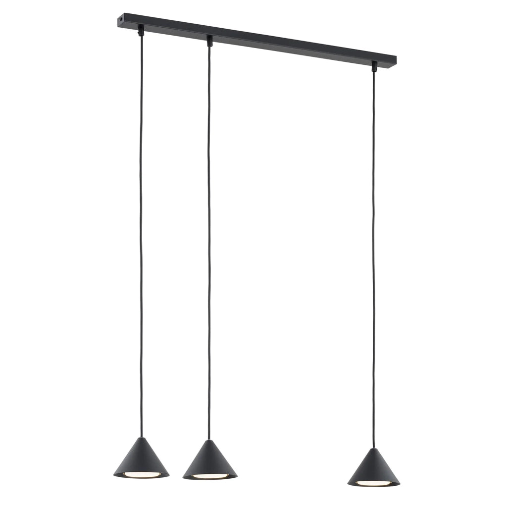 Sospensione Minimal Skadi 3 Luci In Acciaio Nero