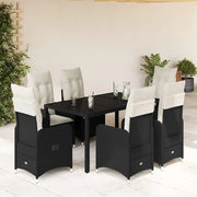Set da Bistrò da Giardino 7 pz con Cuscini Nero in Polyrattan 3276992