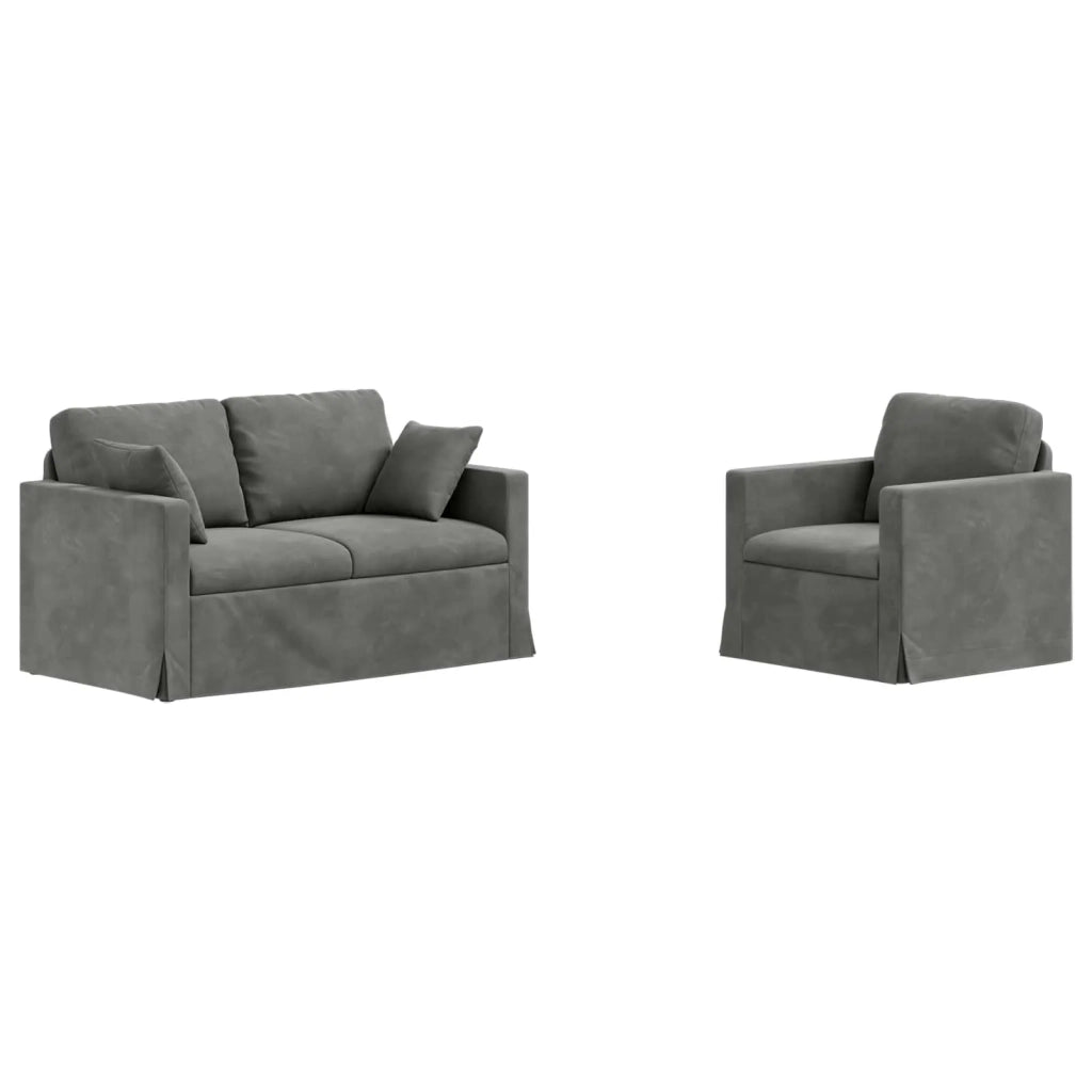 Set di divani 2 pcs Grigio scuro 138 x 78 x 80 cm Velluto 3407508