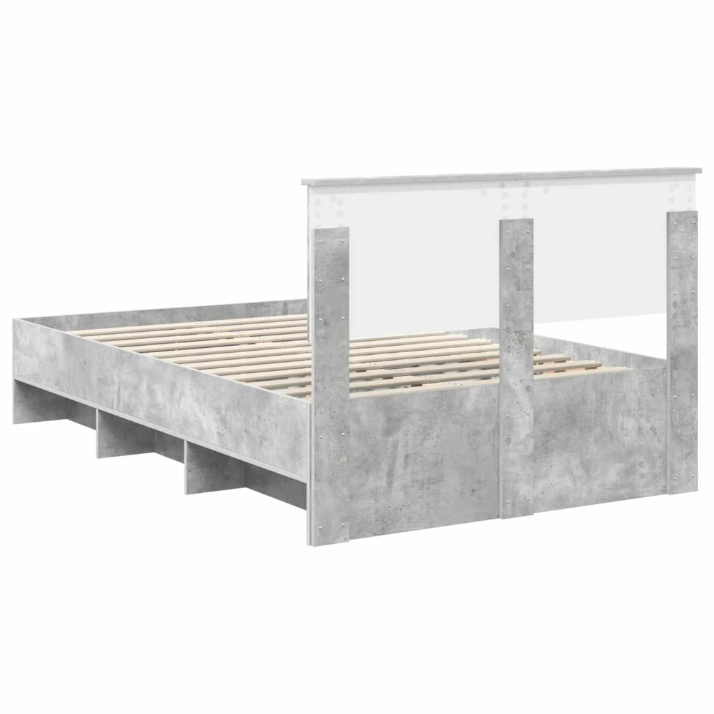 Letto matrimoniale | Letto per adulti | Struttura del letto con testiera Grigio cemento 137 x 203 cm