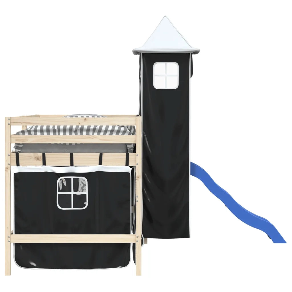 Tende per Letto a Soppalco con Torre Bianco e Nero Poliestere 835922