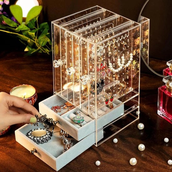 Organizzatore per Orecchini e Accessori con Tasche in Velluto – Stadio Acrilico per Accessori da Pennello – Organizzatore per Orecchini, Collane, Anelli e Bracciali da Appendere