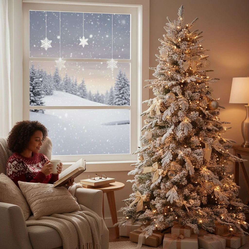 Albero di natale artificiale innevato alaska elegante e resistente *** misura h 210, confezione 1