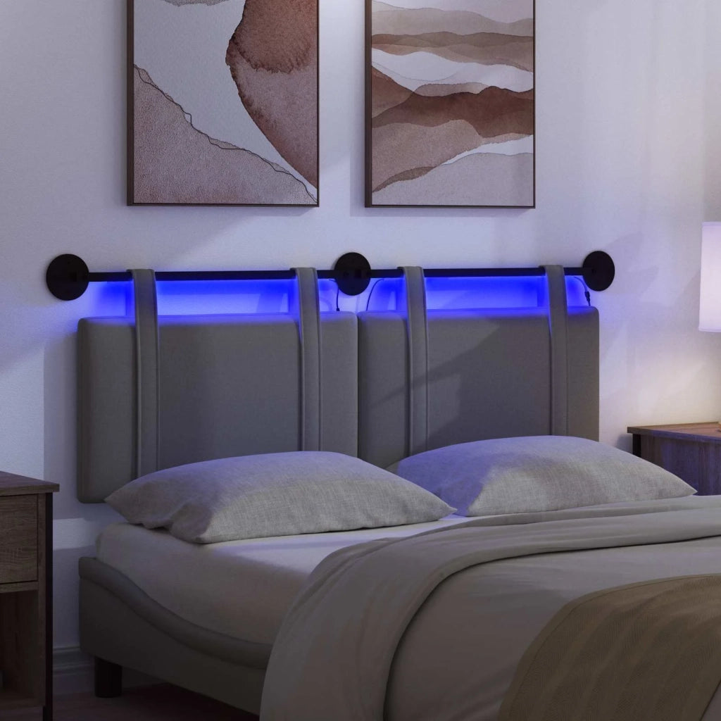 Testiera sospesa Con luce LED Grigio Scuro Tessuto 3423908