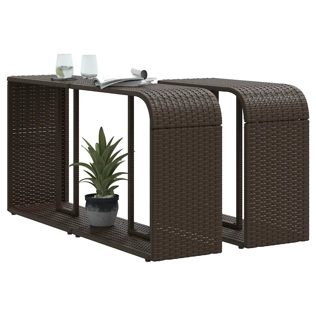 Scaffali Portaoggetti 2 pz Marrone in Polyrattan 366213